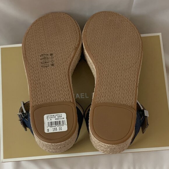 MICHAEL KORS Richie Denim Espadrille Strappy Sandals in Medium Blue Wash Sz 7.5M - Picture 6 of 6